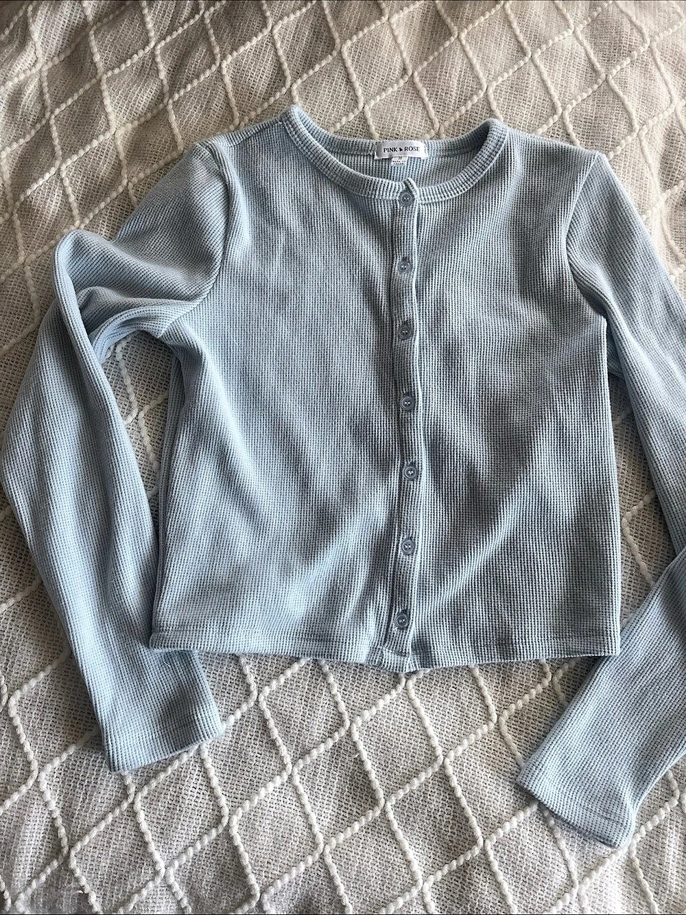 Lot of 2 Pink Rose Matching Ribbed Cardigan Tank Set in Blue Size Medium